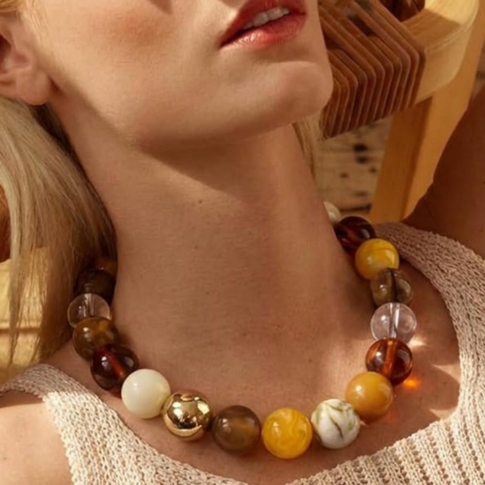 Beaded Statement Dopamine “Neutral” Necklace new